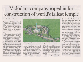 Vadodara company roped in construction of world’s tallest temple